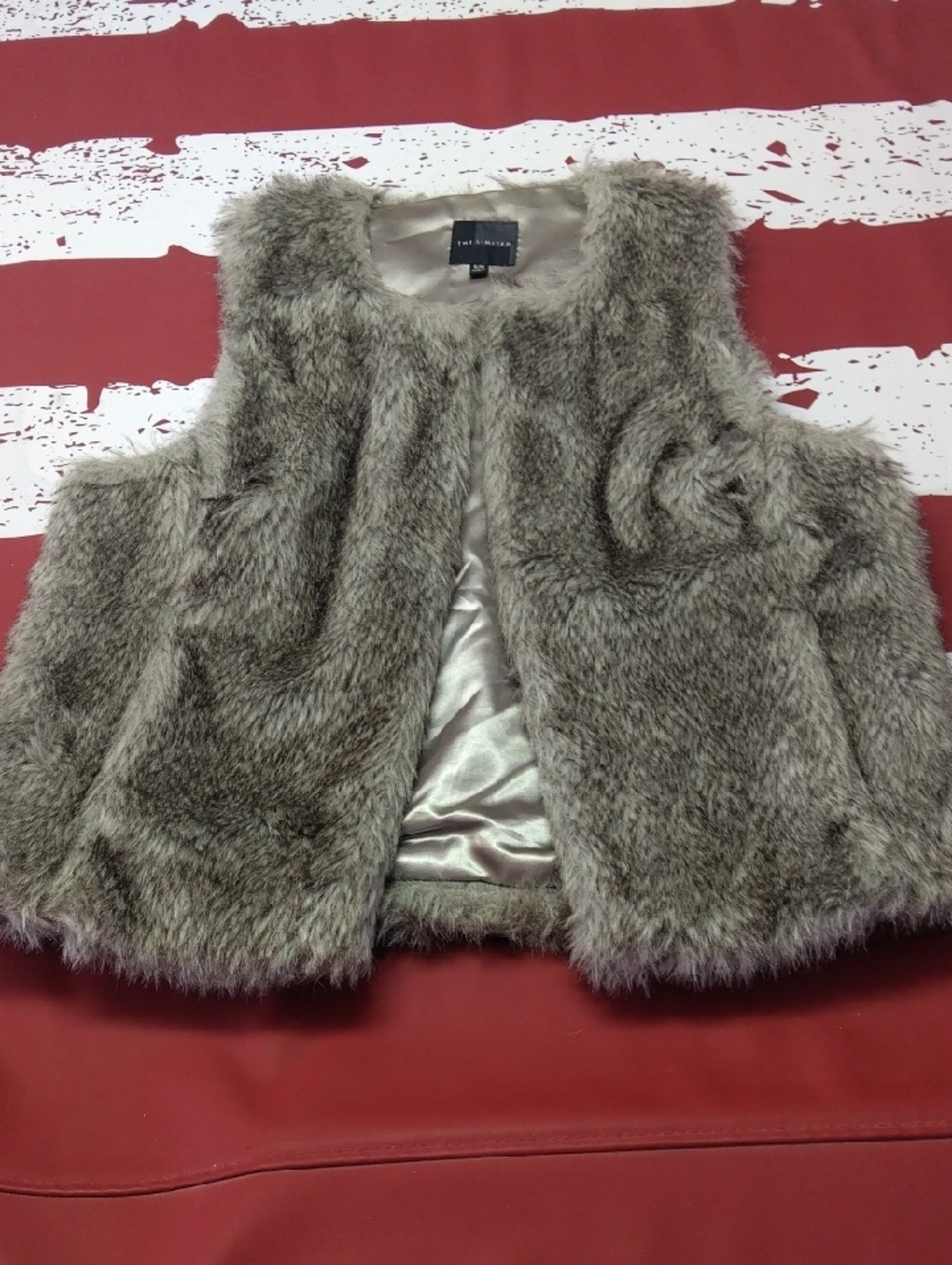 The Limited Faux Fur Vest in Taupe Gray